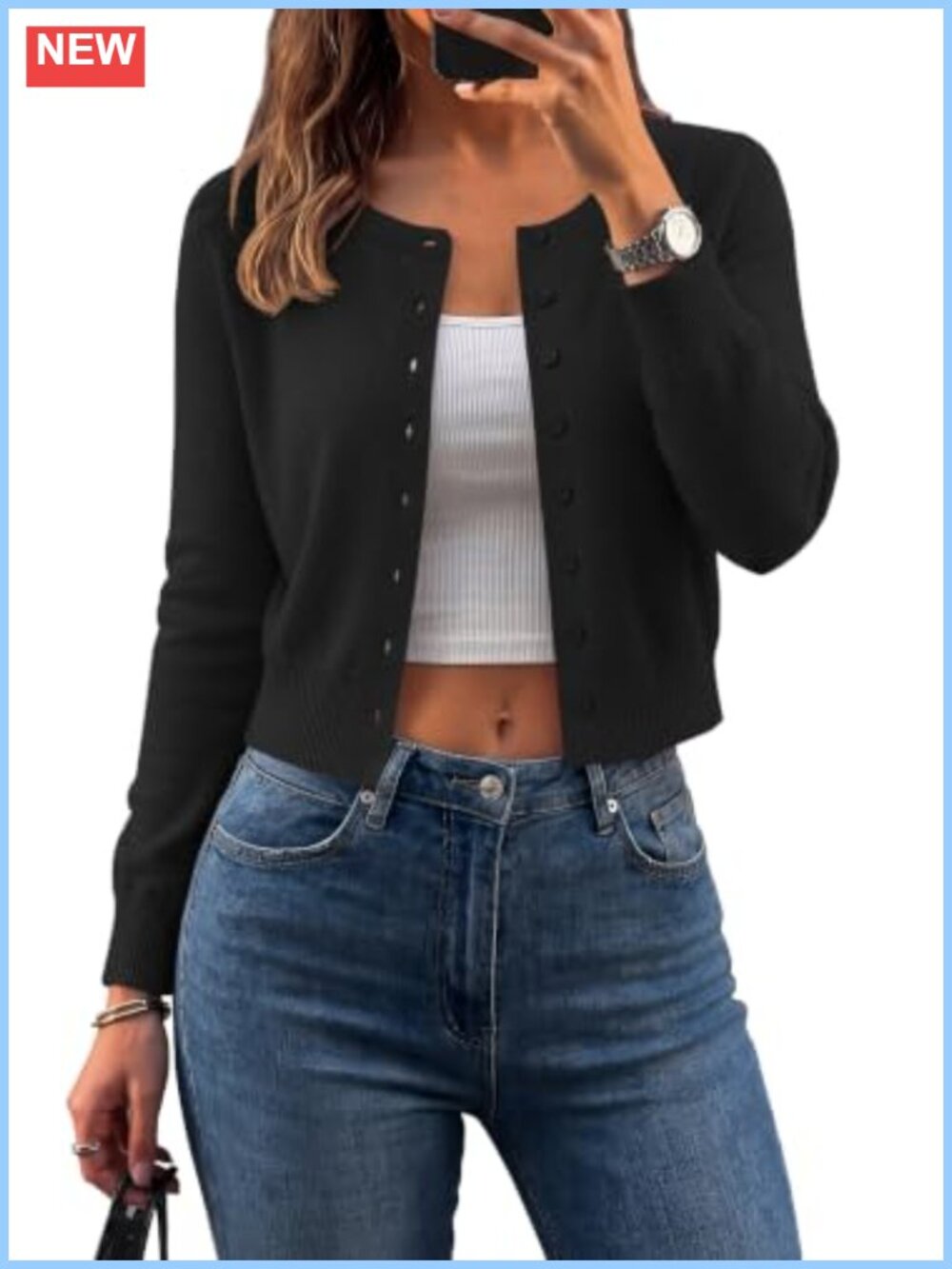 Cropped Cardigan Sweater Lightweight Knit Bolero Shrug Button Up